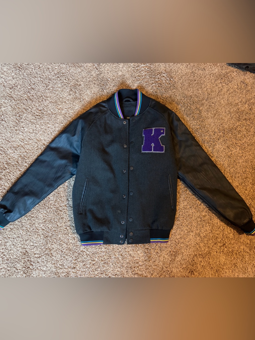 KR3W Black Wool-Blend Jacket with Logo Patch